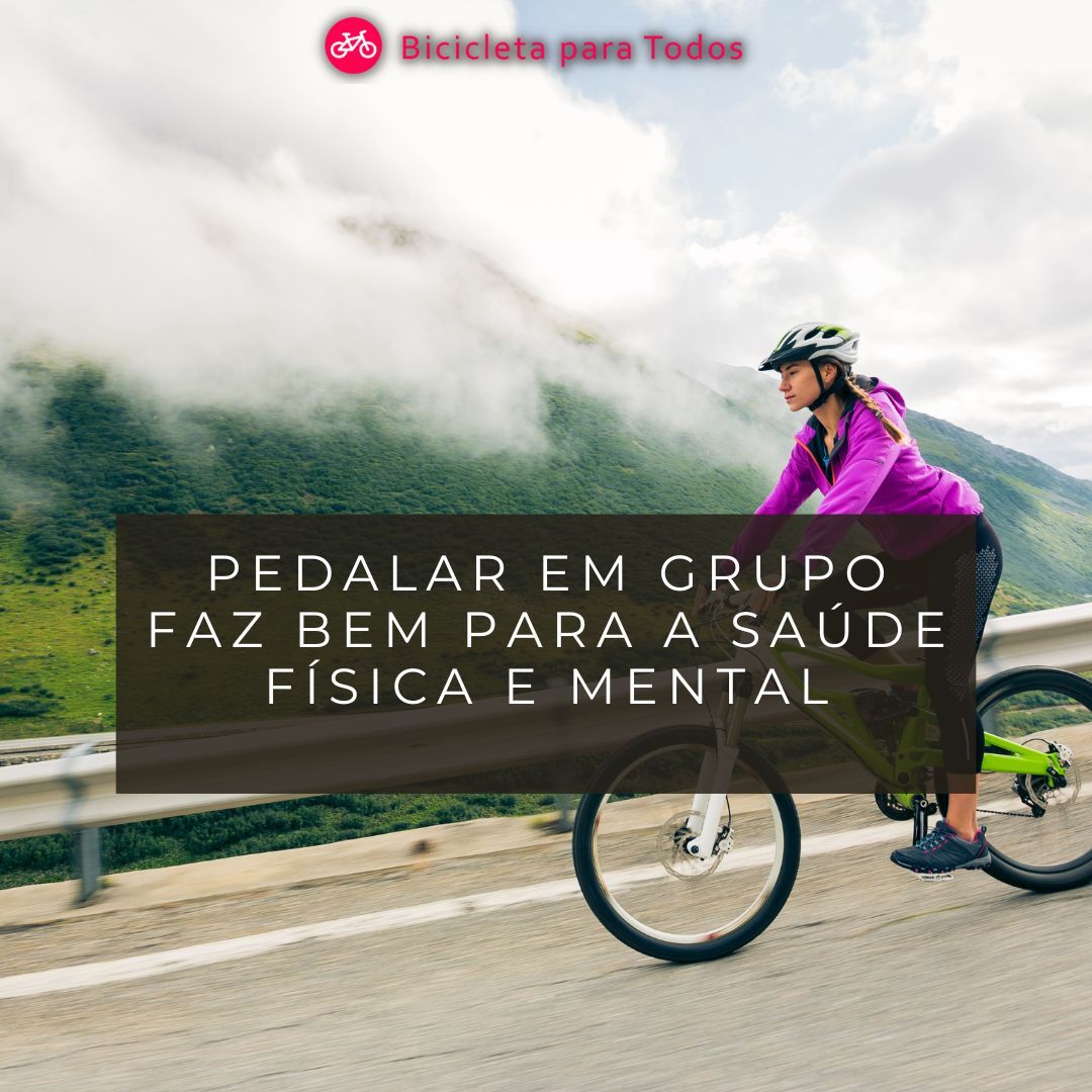foto com legenda pedalar em grupo faz bem para a saúde física e mental